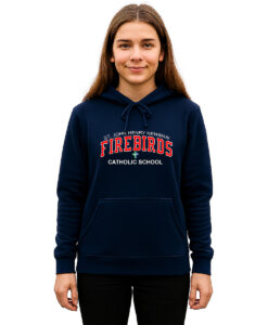 St. John Henry Newman Firebirds Adult 50/50 Pull-Over Hooded Sweatshirt Embroidered - #SJHNF-18500-E