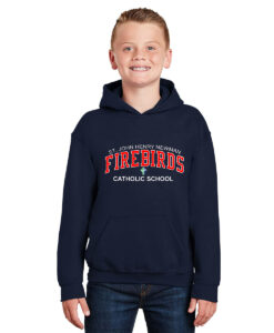 St. John Henry Newman Firebirds Youth 50/50 Pull-Over Hooded Sweatshirt Embroidered - #SJHNF-18500B-E