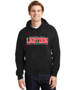 Alternative view of Lightning Gymnastics Adult 50/50 Pull-Over Hooded Sweatshirt Lightning Logo Embroidered - #LIGHTNING-18500-E