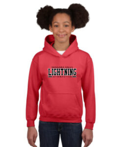 Alternative view of Lightning Gymnastics Youth 50/50 Pull-Over Hooded Sweatshirt Lightning Logo Embroidered - #LIGHTNING-18500B-E