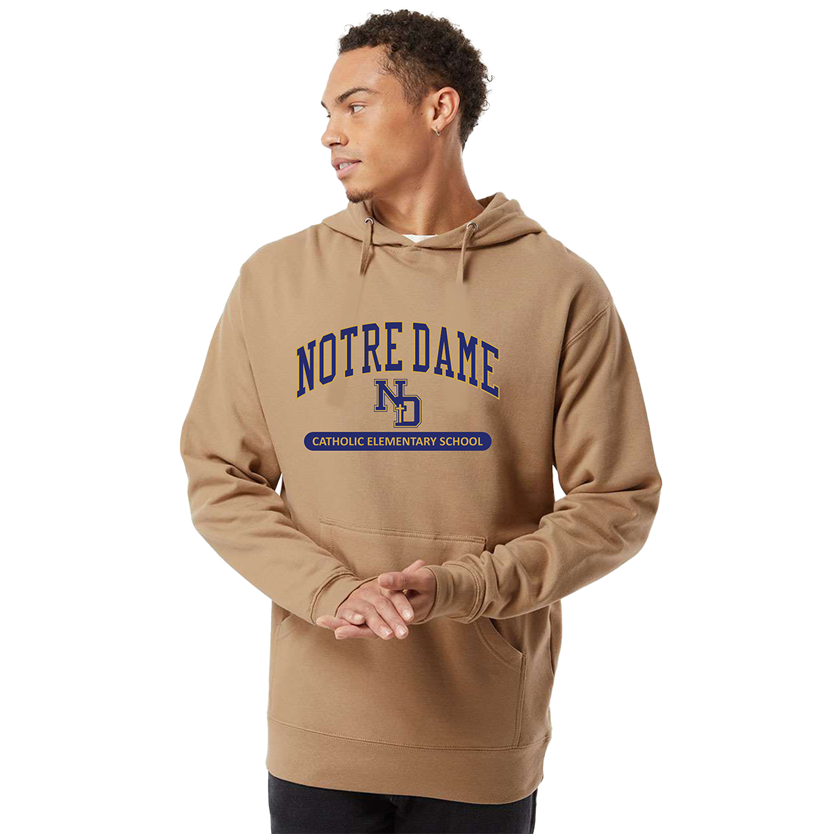 Notre Dame Staff Independent Trading Co. Midweight Hooded Sweatshirt Notre Dame Logo Embroidered - #NDSTAFF-SS4500-E1