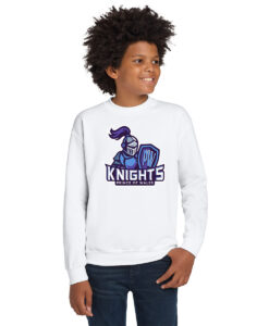 Prince of Wales Knights Youth Crew Neck Sweatshirt Knights Full-Colour Logo Printed – #PWK-18000B-P1