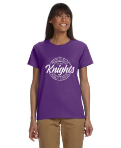 Prince of Wales Knights Adult 100% Cotton T-Shirt Distressed Circle Logo Printed – #PWK-5000-P2