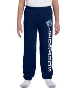 Lockview Leopards Youth Elastic Bottom Sweatpants (No Pocket) Leopards Text Down Left Leg - #LOCKVIEW-18200B-P4