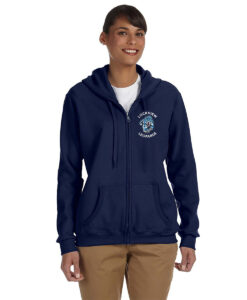 Alternative view of Lockview Leopards Adult 50/50 Full-Zip Hooded Sweatshirt Circle Logo on Left Chest Embroidered - #LOCKVIEW-18600-CIRCLE
