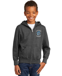 Alternative view of Lockview Leopards Youth 50/50 Full-Zip Hooded Sweatshirt Circle Logo on Left Chest Embroidered - #LOCKVIEW-18600B-CIRCLE