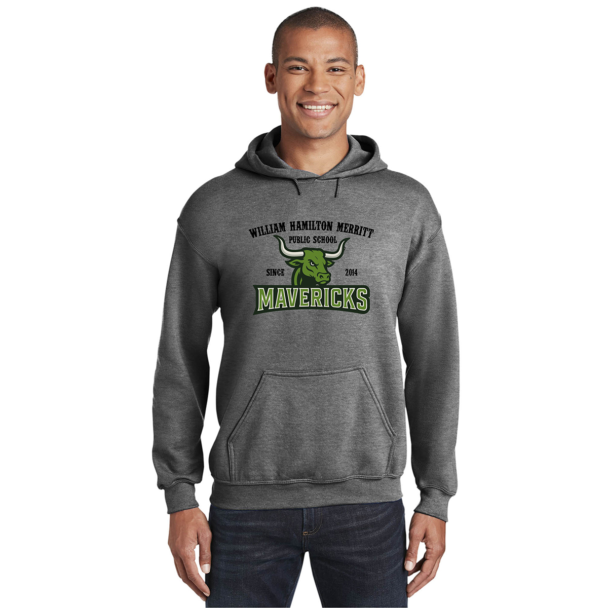 William Hamilton Merritt Mavericks Adult 50/50 Pull-Over Hooded Sweatshirt Bullhead Since 2014 Design Printed - #WHMM-18500-P2 - Image 2