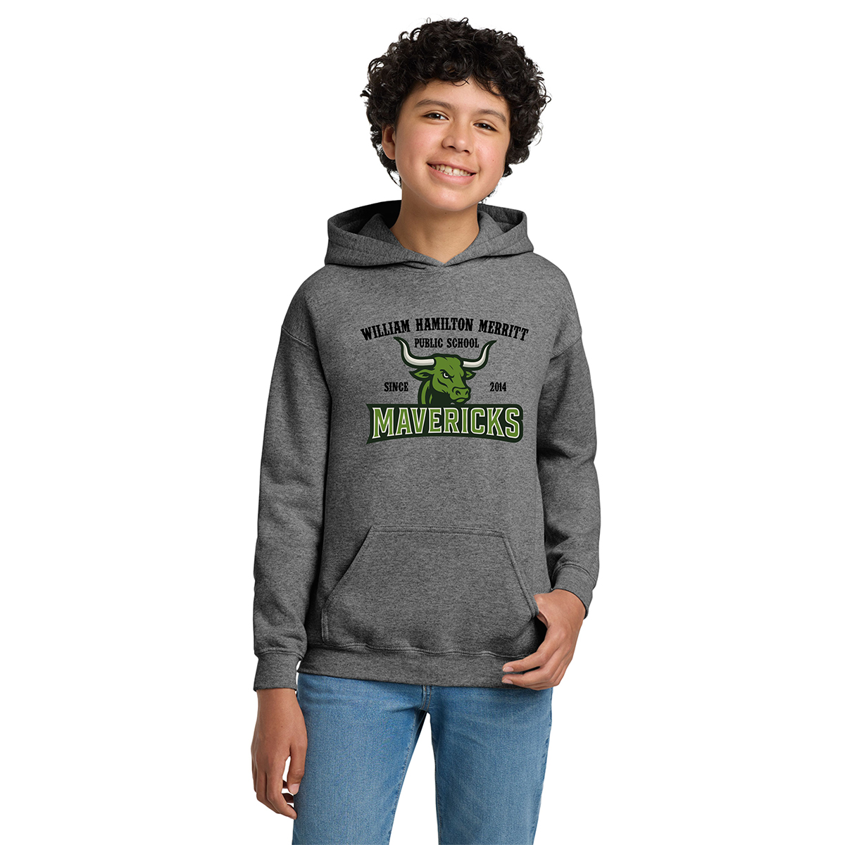 William Hamilton Merritt Mavericks Youth 50/50 Pull-Over Hooded Sweatshirt Bullhead Since 2014 Design Printed - #WHMM-18500B-P2