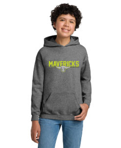 Alternative view of William Hamilton Merritt Mavericks Youth 50/50 Pull-Over Hooded Sweatshirt Horizontal Bull-Head Logo Printed - #WHMM-18500B-P1