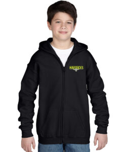Alternative view of William Hamilton Merritt Mavericks Youth Full-Zip Hooded Sweatshirt Horizontal Bull-Head Logo On Left Chest Embroidered - #WHMM-18600B-E1