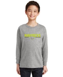 William Hamilton Merritt Mavericks Youth Long Sleeve Bull-Head Logo Printed - #WHMM-5400B-P1