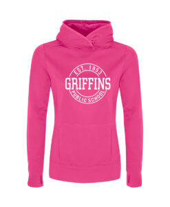 Glendale Griffins Staff Ladies' 100% Polyester Hooded Sweatshirt Circle Logo Printed – #GLGSTAFF-L2005-CIRCLE