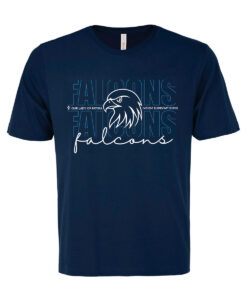 Our Lady of Fatima Falcons Staff Adult EUROSPUN RING SPUN TEE Falcons Mascot Logo Printed – #OLFSTAFF-ATC8000-P1