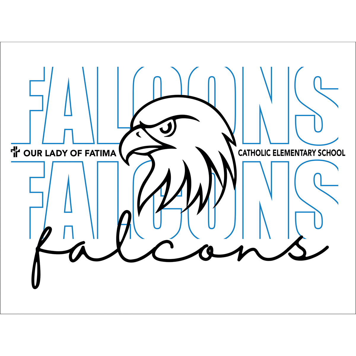 Our Lady of Fatima Falcons Staff Adult JLH Pull-Over Hooded Sweatshirt Falcons Mascot Logo Printed – #OLFSTAFF-2020-P1 - Image 3