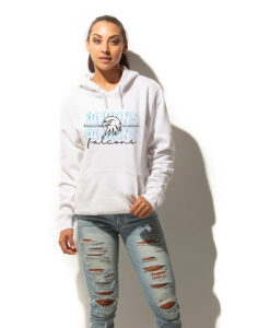 Alternative view of Our Lady of Fatima Falcons Staff Adult JLH Pull-Over Hooded Sweatshirt Falcons Mascot Logo Printed – #OLFSTAFF-2020-P1