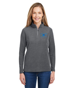 Alternative view of Our Lady of Fatima Falcons Staff Ladies' Fusion ChromaSoft Pique Quarter-Zip Falcons Icon Logo on Left Chest Embroidered – #OLFSTAFF-CE405W-E2