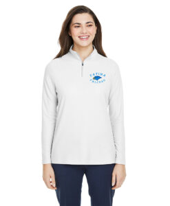 Our Lady of Fatima Falcons Staff Ladies' Fusion ChromaSoft Pique Quarter-Zip Falcons Icon Logo on Left Chest Embroidered – #OLFSTAFF-CE405W-E2