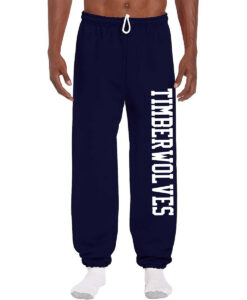 St. Theresa Timberwolves Adult Elastic Bottom Sweatpants (No Pocket) Timberwolves Text Printed – #STTHERESA-18200-P3