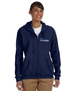 St. Theresa Timberwolves Adult Full-Zip Hooded Sweatshirt Bars Logo on Left Chest Embroidered - #STTHERESA-18600-E2